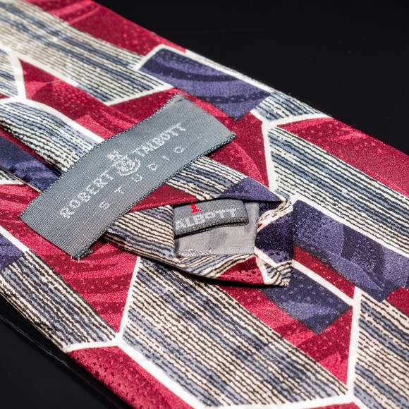 Vintage Robert Talbott Studio Burgundy Navy Abstract Silk Men's Designer Tie - Picture 5 of 5